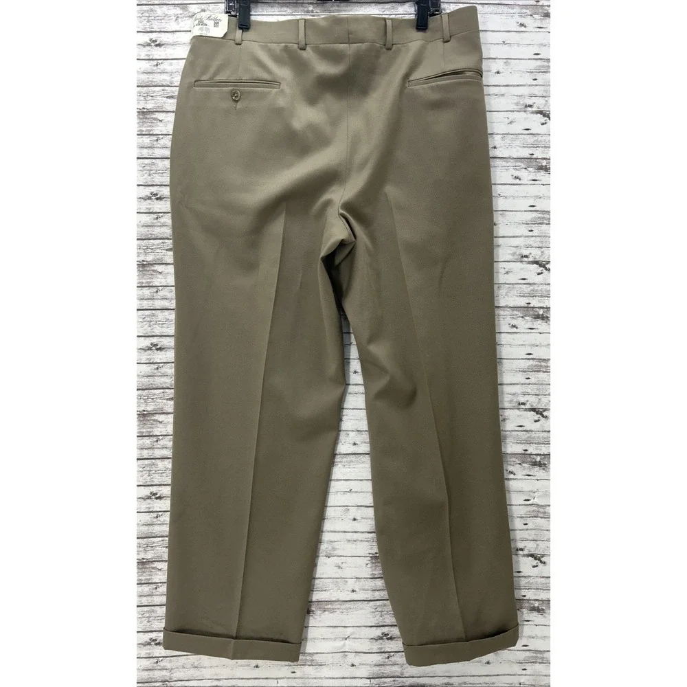 VTG Brooks Brothers Dress Pants Pleated Cuffed Made in USA 100% Wool Men 36R NWT